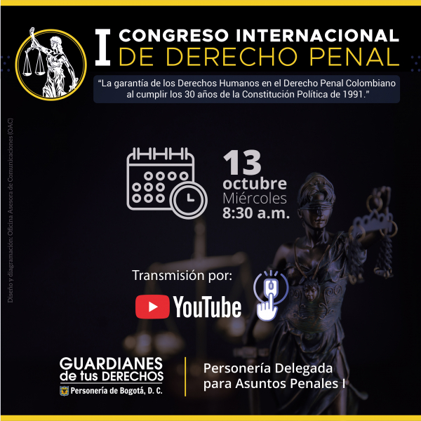 Personería de Bogotá organiza el I Congreso Internacional de Derecho Penal