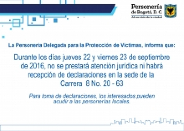 La Personería Delegada para la Protección de Víctimas, informa que: