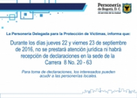 La Personería Delegada para la Protección de Víctimas, informa que: