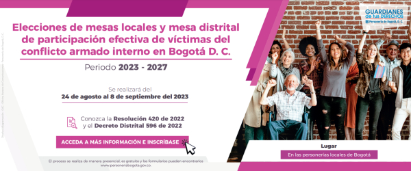 Arrancan jornadas de elección de mesas locales de víctimas del conflicto armado Se inscribieron más de 1.162 candidatos de organizaciones de víctimas y  organizaciones defensoras de víctimas.   . Las elecciones de las mesas locales serán entre el 24